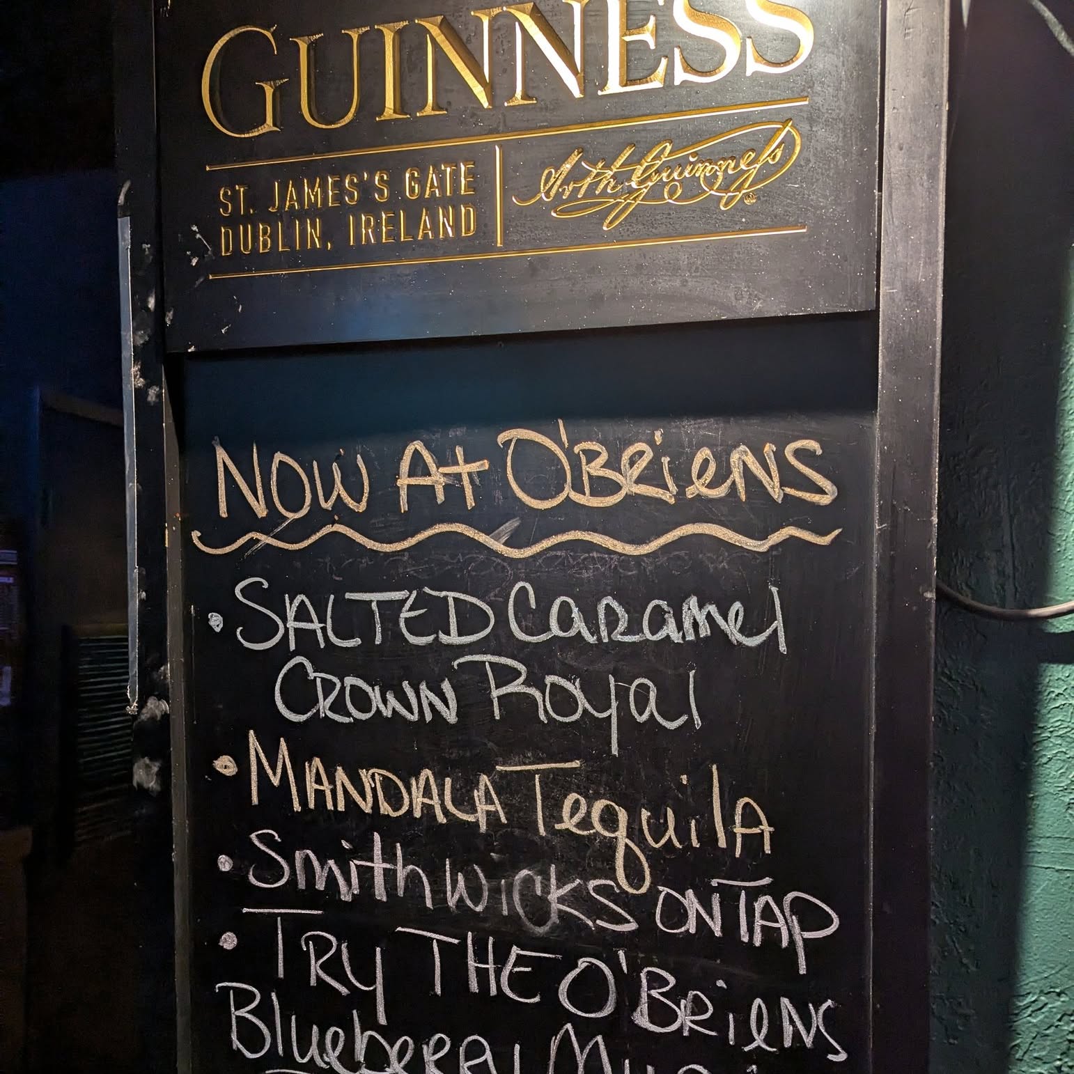 O'Brien's chalkboard specials
